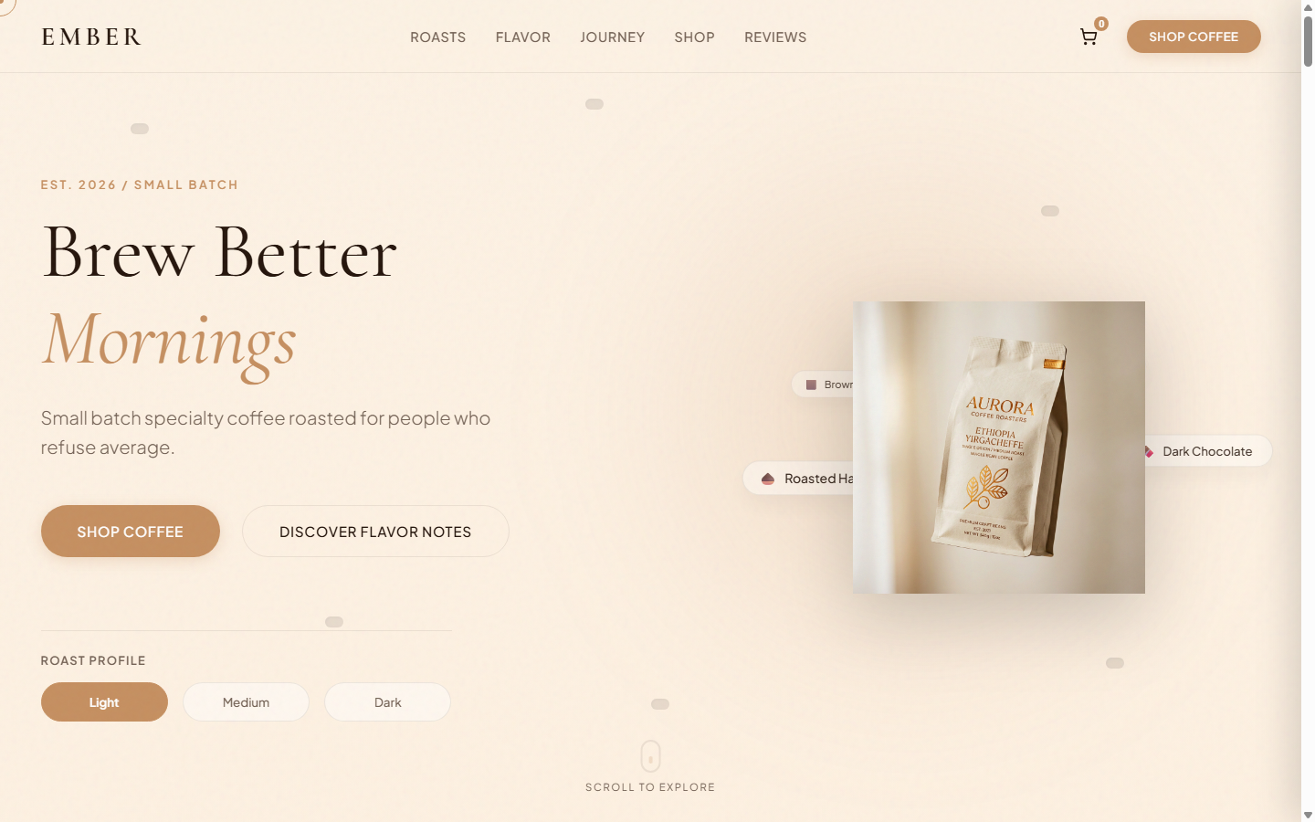 Ember Coffee Landing Page